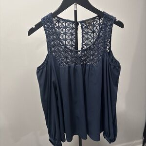 Jessica Simpson Navy Crochet Blouse